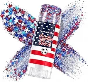 4th Of July Glitter Stick, Red White And Blue Glitter Stick For Face (01) - Hair & Body, 4th Of July Outfits For Women Kids, Patriotic Accessories For World Cup & Independence Day 250 Anniversary