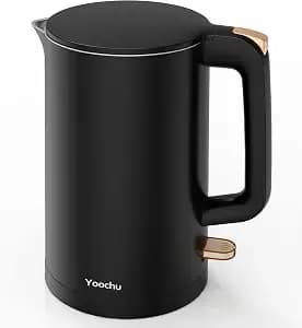 Electric Kettle, Double Wall 1.7l Stainless Steel Cool Touch, Water Boiler & Heater, 1500w Hot Tea Pot, Boil Dry Protection & Cordless Base, Bpa-Free, Black