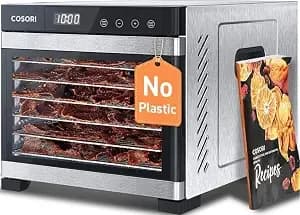 Cosori Food Dehydrator, Bigger Than 7 Trays With Large 6.5 Ft² Drying Space - 95-165°F Precision Control, 600w Faster Drying, Horizontal Airflow, Quiet Operation Under 48 Db, 48h Timer, Silver