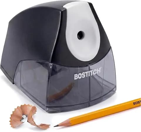 Bostitch Office Electric Pencil Sharpener For Classroom & Desk Use, Heavy-Duty Stall-Free Motor, High-Capacity Shavings Tray, Black