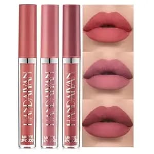 Bestland 3pcs Matte Liquid Lipstick Set For Women - 24h Transfer-Proof, Moisturizing & Non-Sticky Lip Gloss I Soft Peach, Dusty Plum, Muted Rose I Vegan + Cruelty-Free For Daily & Party