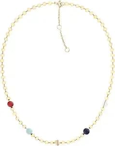 Tommy Hilfiger Women’S Semi-Precious Beaded Necklace With Signature Stripe
