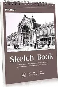 8.5 × 11 Sketch Book, Spiral Bound, 50 Sheets, Acid-Free Drawing Pad - 68lb/100gsm Paper, Perforated Pages, 360° Spiral Binding, Hard Backing, For Pencil, Charcoal, Pastel And Markers