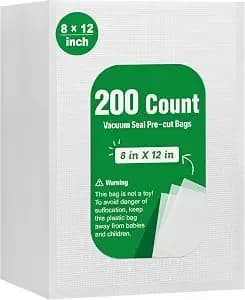 Syntus 200 Pcs Vacuum Sealer Bags, Quart Size 8" X 12" Precut Seal Bags