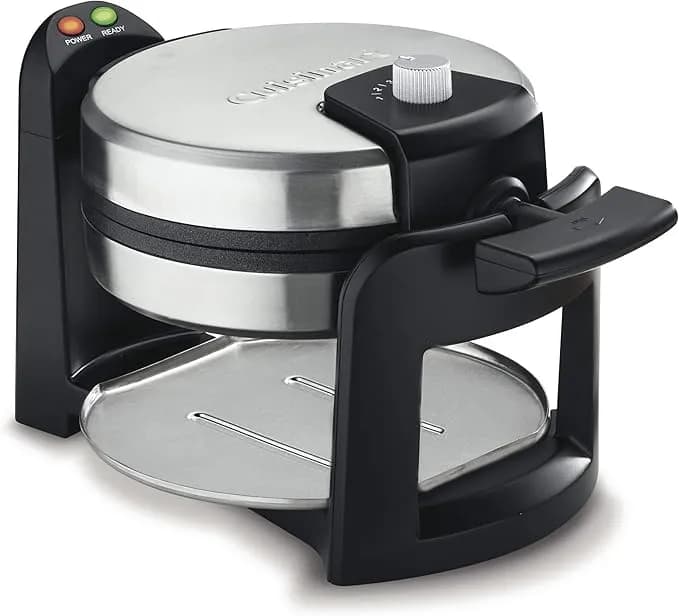 Cuisinart Flip Belgian Waffle Maker, Nonstick, Stainless Steel, 1" Thick - Round Belgian Waffle Maker With Ready Indicator Light & Adjustable Browning To Customize Every Waffle, Waf-f30nas
