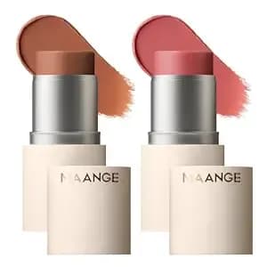 Maange Multi-Use Blush Stick, All-In-One Cream Blush For Cheeks, Eyes & Lips Long-Wearing, Blendable Makeup Blush Stick, Creamy & Buildable (o102+r301)