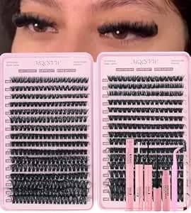 Fluff Lash Clusters Kit 80d+100d Individual Lashes 10-18mm D Curly Cluster Wispy Eyelash Extensions Thick False Eyelashes, With Tweezers Bond Seal Brush Remover Diy