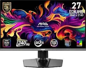 Msi Mag 272up Qd-Oled x24 27-Inch 4k Uhd Gaming Monitor, 3840 X 2160, Quantum Dot Oled Panel, 240hz, 0.03ms, Displayhdr True Black 400, Amd Freesync™ Premium Pro, Usb C (15w Pd), Frame-Less, Black