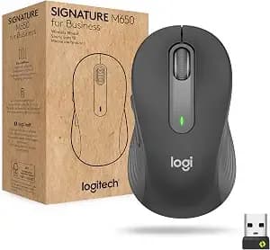 Logitech Signature m650 For Business Wireless Mouse, For Small To Medium Sized Hands, Logi Bolt, Bluetooth, Smartwheel - Graphite