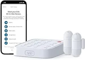 Arlo Home Security System - Wired Keypad Sensor Hub, (2) 8-In-1 Sensors, 24/7 Professional Monitoring- No Contract Required, Diy Installation, Alarm System For Home Security – ss1201, White