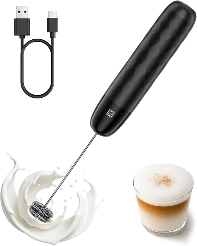 Maestri House Rechargeable Milk Frother, Lunafro Mini With Detachable Wand