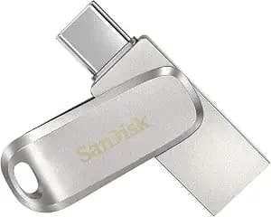 Sandisk 64gb Ultra Dual Drive Luxe Usb Type-C - sdddc4-064g-g46, Sliver - File Transfer And Storage With 400mb/S Speed And Usb Type-C Connector