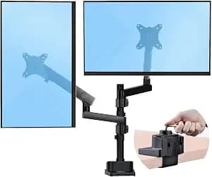 Startech Desk Mount Dual Monitor Arm Up To 32in, 17.6lb/8kg (Armdualpivot) - Height Adjustable Mount For 2x Vesa Displays Up To 32" (17.6lb/8kg), Mechanical Spring