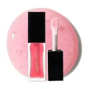 Laura Geller New York Fine Shine Glossy Lip Oil, Sweet Pink - Hydrating Squalane - Sheer Pink Lip Gloss