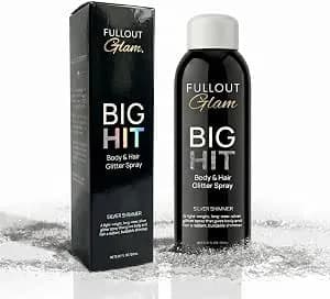 Full Out Glam Big Hit Glitter Spray For Hair And Body - Hair Glitter For Cheer, Dance, And Athletic Glam - Shimmer & Sparkle Body Spray - Fast-Drying, Non-Greasy Feel - Silver Color, 5.07oz Bottle