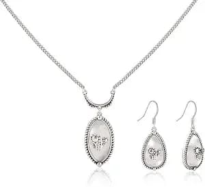Wrangler Cactus Turquoise Jewelry Set, Silver Western Necklace Earrings - 14k Natural Stone, Hypoallergenic Copper For Sensitive Skin, Cowgirl Gift Box Set For Women