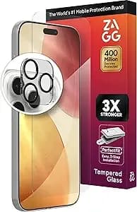 Zagg Glass+ Screen & Camera Lens Protection For Iphone 17 Pro Max - Impact & Shatter Protection, Full Coverage Scratch & Smudge-Resistant Tempered Glass, Anti-Reflective Camera Lens Protector