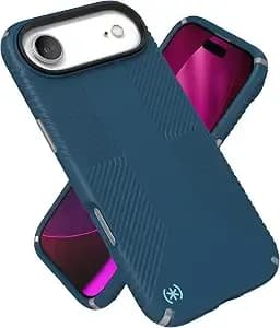 Speck presidio2 Grip For Iphone 17 Pro Case, Magsafe-Compatible, Slim Protective Case, Deep Sea/Silver Metallic/Spell Blue