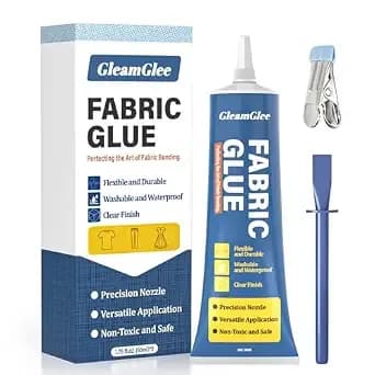 Fabric Glue Permanent, Extra Strong Clear Washable Clothing Glue - No-Sew Repair, Precision Tip, Flexible Adhesive For Clothes, Denim, Patches, Rhinestones, Felt, Leather, Upholstery & More