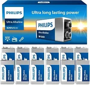 Philips 9v Batteries Alkaline 9 Volt Battery 12 Pack Ultra Long Lasting 9v Battery For Household And Office Devices Smoke Detector