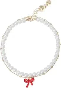 Betsey Johnson Jewelry Women'S Love Spell Pearl & Bow Choker Necklace Set