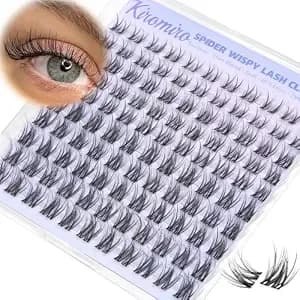 Kiromiro Spider Lash Clusters Wispy Cluster Eyelashes 8-14mm Natural Lash Clusters Clear Band Fluffy Individual Lash Extensions Short C Curl Eyelash Clusters For Clean Makeup