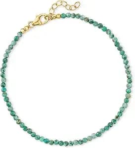 Ross-Simons 3-3.5mm Turquoise Bead Anklet In 18kt Gold Over Sterling. 9 Inches