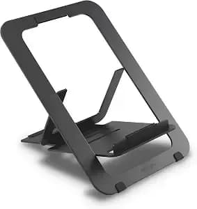 Kensington Adjustable Aluminum Laptop Stand For Desk, Ultra-Slim Lightweight Foldable Portable Notebook Holder, Anti-Slip Silicone Tablet Mount For 10"-17" Laptops And Tablets, Black k50428ww