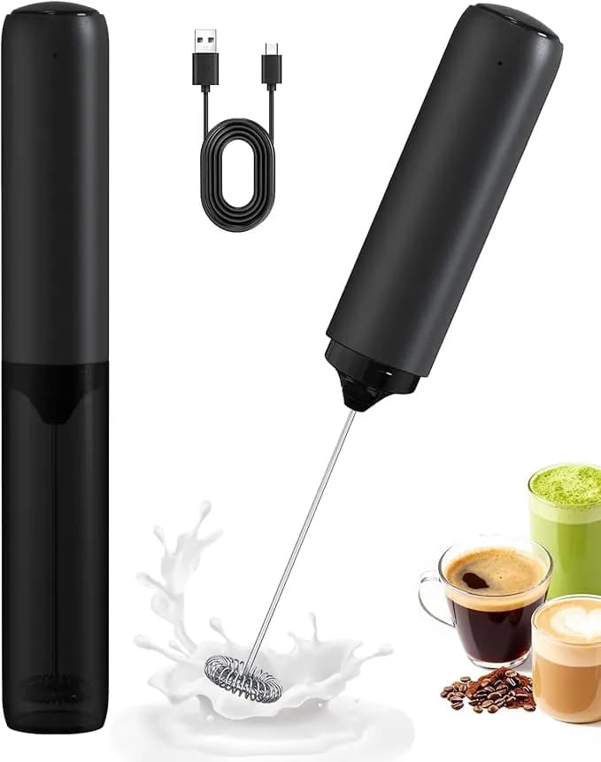 Rechargeable Milk Frother Handheld Foam Maker, Black