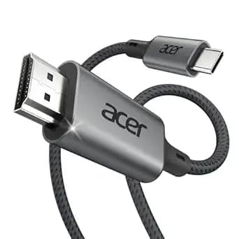 Acer Usb C To Hdmi Cable For Home Office 6.6ft (4k@60hz) For Laptop - Thunderbolt 4/3 Support, High-Speed Type C To Hdmi 2.0 Braided Cord Compatible For Acer, Macbook Neo, Iphone 17 Pro/Max, Ipad