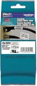 Brother Genuine P-Touch Tze-fx251 Tape, 1" (0.94") Wide Flexible-Id Laminated Tape, Black On White, Best Suited For Wire Wrapping And Flagging, Water-Resistant, 0.94" X 26.2' (24mm X 8m), tzefx251