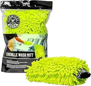 Chemical Guys, Chenille Microfiber Wash Mitt For Cars, Lime Green, Single - Ultra-Soft Chenille Noodles Hold Thick Suds And Trap Grit, Gentle On Paint, Glass And Chrome, Machine Washable