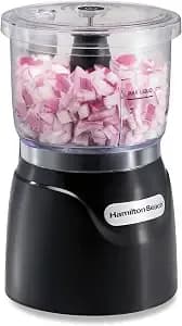 Hamilton Beach 3 Cup Electric Vegetable Chopper & Mini Food Processor - Simple Stack & Press Design - 350 Watts & Stainless Steel Blades For Dicing, Mincing & Puree - Dishwasher Safe - Black