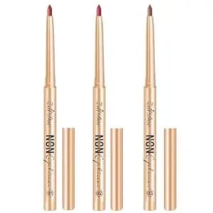 3packs Lip Liner Pencil, Long-Lasting Creamy Lip Liner, Non-Feathering With Rich Pigmented Color, No Sharpener Needed, Shades For Daily/Party, Gift For Makeup Lovers, 0.2g