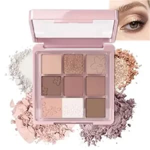 Brown Peach Eyeshadow Palette Makeup, 8 Color Light Pink Eye Shadow Palette - 8 Colors White Brown Desert Soft Blendable Matte Taupe Eye Shadow, Mulitiuse Highlighter & Contour For Daily Natural Makeup