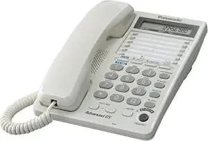 Panasonic 2-Line Integrated Corded Telephone System With 16-Digit Lcd, Speakerphone, Clock, Hearing Aid Compatibility And 3-Way Conferencing - Kx-ts208w (White)