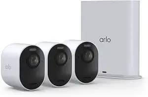 Arlo Ultra Wireless Security Camera 4k Hdr (3rd Gen) - 3-Cam + Smarthub - 4k Hdr Video; 180° Field Of View; Smarthub Incl.; Ai Detection & Event Captions; Emergency Response; 1-Mo Secure Plan Incl.