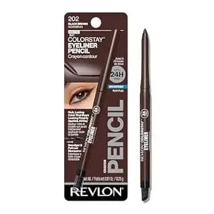 Revlon Colorstay Pencil Waterproof Eyeliner, 202 Black Brown, 0.01 Oz - Waterproof Pencil Eyeliner With Built-In Sharpener. Smudge-Proof, Long-Lasting, Intense Matte Color.