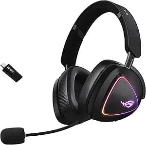 Asus Rog Delta Ii Wireless Gaming Headset With Detachable Mic – Tri-Mode (Bt, 2.4ghz, 3.5mm), 50mm Titanium-Plated Drivers, 110hr Battery, Lightweight, For Pc, ps5, ps4, Xbox, Switch, Mobile - Black