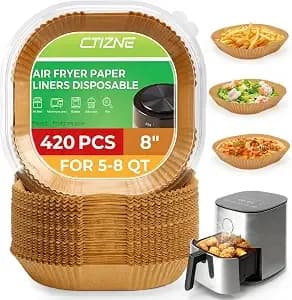 Ctizne 420pcs Air Fryer Liners Disposable 8 Inch Square For 5-8 Qt Basket - Bulk Pack - Food Grade - 428°F Heat-Resistant - Grease-Proof Air Fryer Parchment Paper Liners For Less Cleanup