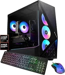 Ibuypower Slate Gaming Pc Desktop Computer Amd Ryzen 7 9700f Cpu, Amd Radeon Rx 9060 8gb Gpu, 16gb ddr5 Ram, 1tb Nvme Ssd, Windows 11 Home, Gamer Keyboard And Mouse - sba7r9601