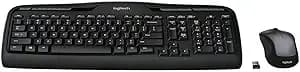 Logitech mk335 Full Size Quiet Wireless Keyboard Mouse Combo - Black/Silver - Full Size Low-Profile Quiet Keyboard, Full Size Ambidextrous Contoured Mouse With Rubberized Side Grips, Windows Chromeos