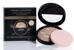 Jerome Alexander Baked Brilliance Powder Foundation - Light - Buildable Coverage With A Natural Demi-Matte Finish, For Mature Skin, Reduces Fine Lines And Wrinkles