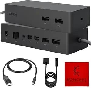 Microsoft Surface Dock pd9-00003 - Surface Pro Docking Station (Black) (Renewed) - Mini Displayports, 4 Usb 3.0 Ports, Gigabit Ethernet & Audio, Magnetic Surface Connect Cable, Fast Data Transfer