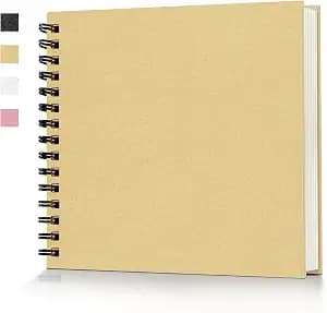 Popotop 8x8 Inch Scrapbook Photo Album, 60 Page Decorative Kraft Paper Book For 4x6 Pictures, Diy Memory Photo Albums As Gifts For Wedding Baby Christmas School Family