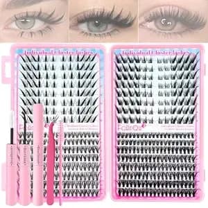 496pcs Fox Eye Lash Clusters And Bunny Lash Extension Kit, 8-16mm Cat Eye Lash Clusters With Fairy Spiky Fluffy Natural Wispy Individual Lashes Kit With Waterproof Glue, Tweezers, Brush (30d 40d)
