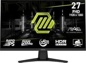 Msi Mag 274f 27-Inch 1920 X 1080 (Fhd) Gaming Office Monitor, 200hz, Amd Freesync Premium, Hdr Ready, Hdmi, Vga Port, Vesa, Tilt, 0.5ms, Black - Rapid Ips, 1920 X 1080, 1.07 Billion Colors, Adaptive Sync, 300 Nit, 0.50 Ms, 200 Hz Refresh Rate