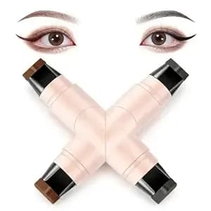 2 Pcs Winged Eyeliner Stamp Pen Set, Dual-Ended Waterproof Long Lasting Liquid Eye Liner Pencil With Left & Right Cat Eye Stamps, Smudge-Proof Makeup Tool For Beginners (Black & Brown)
