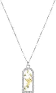 Disney Tinker Bell Two-Tone Cz Pendant Necklace Silver Plated, 16+2 - This Officially Licensed Tinker Bell Pendant Necklace Is Crafted From Silver-Plated With Crystal Accents.
