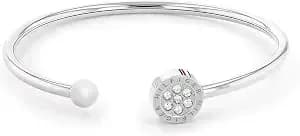 Tommy Hilfiger Women'S Jewelry Open Bangle With Crystals Color: Silver (Model: 2780570)